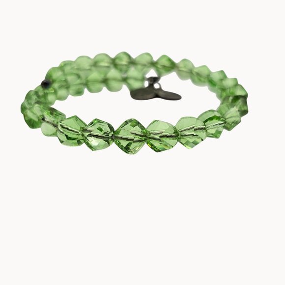 Alex & Ani Infused + Energy Green Glass Beaded Wrap Style Charm Bracelet - Picture 2 of 6